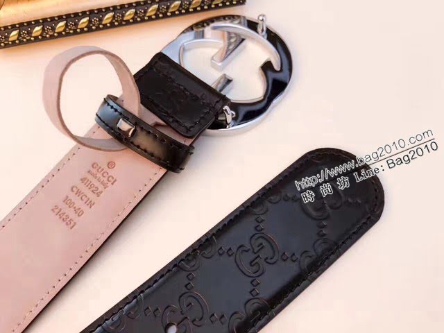 Gucci經典皮帶 古奇雙G拋光腰帶 411924  jjp2063